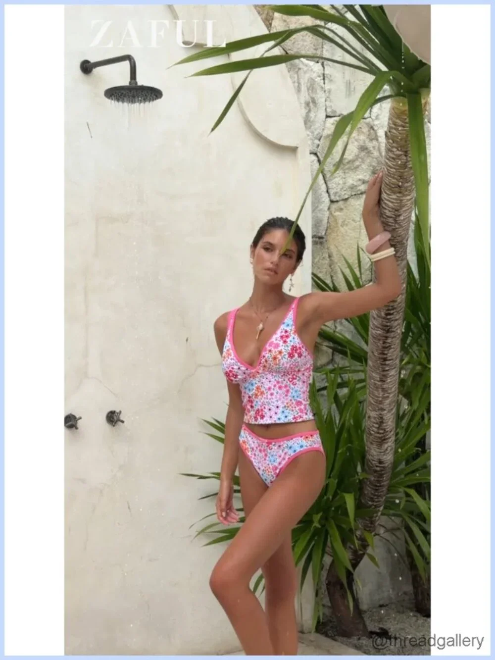 Tankini Swim Suit with Tummy Control and Bowknot Accent